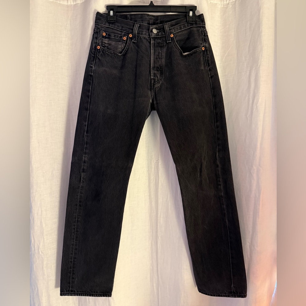 Levi's 501 Vintage Black Straight Leg Jeans | 28x30 | Faded Black